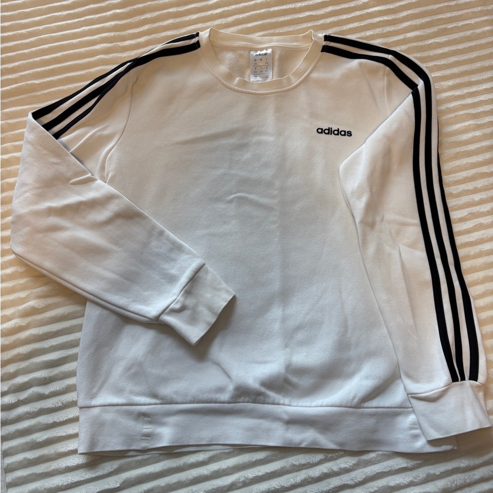 Adidas Women’s Crewneck Sweatshirt in White with Black Accents